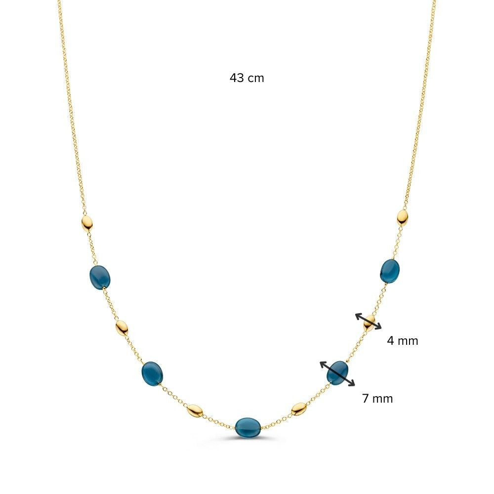 14K Żółte Złoto Naszyjnik z Niebieskim Topazem – Elegancka Biżuteria dla Damskich