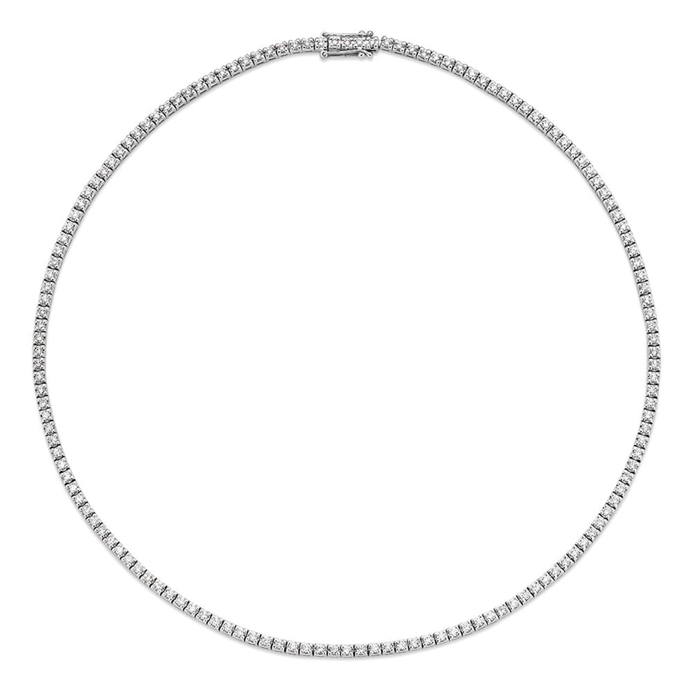 Naszyjnik tenisowy z białego złota z 131 diamentami (4,55 crt) w oprawie chaton - 14 karatów