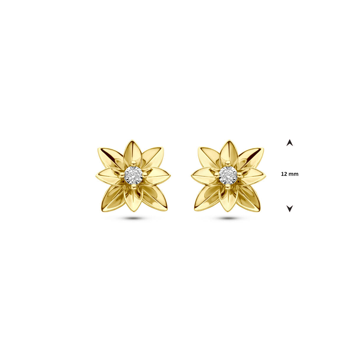 kolczyki wkrętki diament 0.03ct (2x 0.015ct) h si 12 mm 14K bicolor złoto żółte/białe