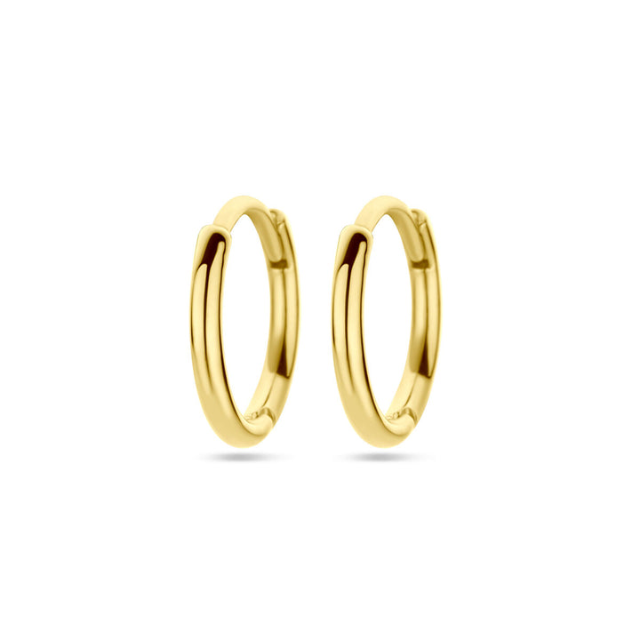 klapoorringen 1,5 mm ronde buis 14K geelgoud