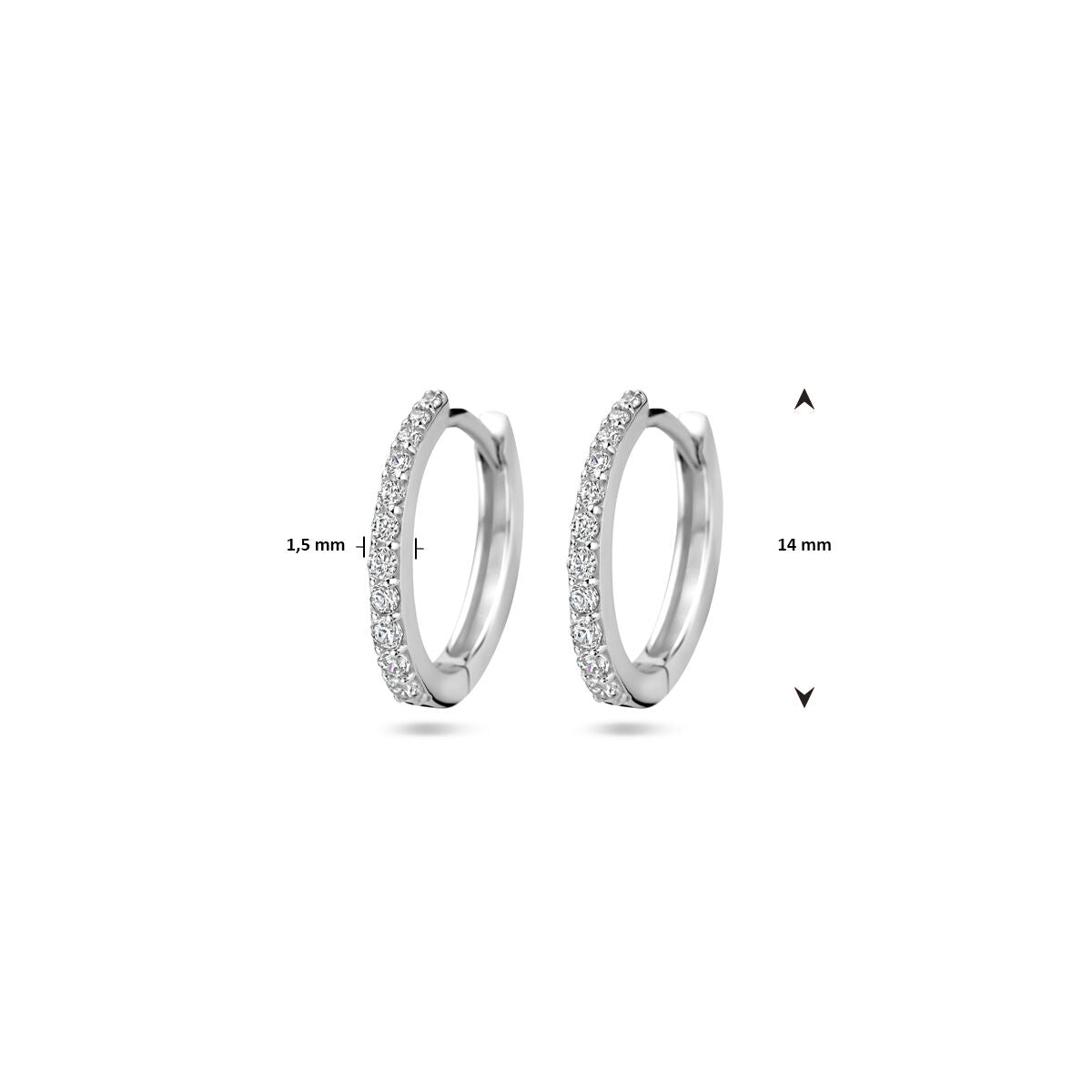 kolczyki koła cyrkonia 14 mm srebro rodowane