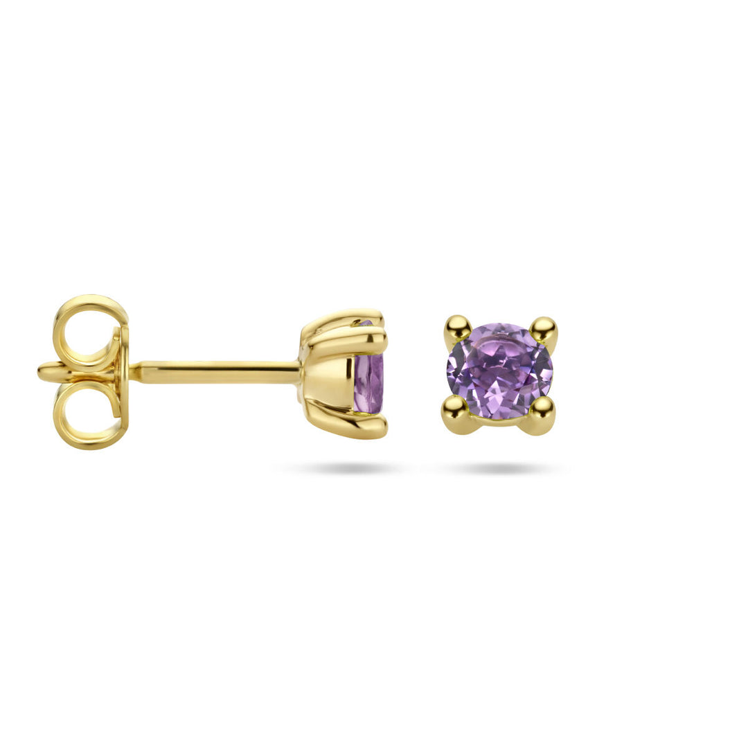 oorknoppen amethist 14K geelgoud