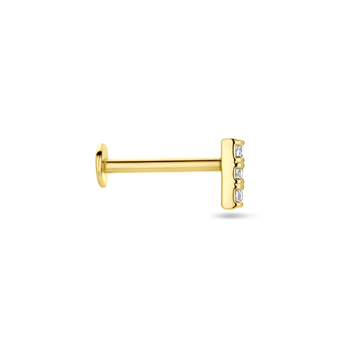 piercing z cyrkonią 5 mm 14K żółte złoto
