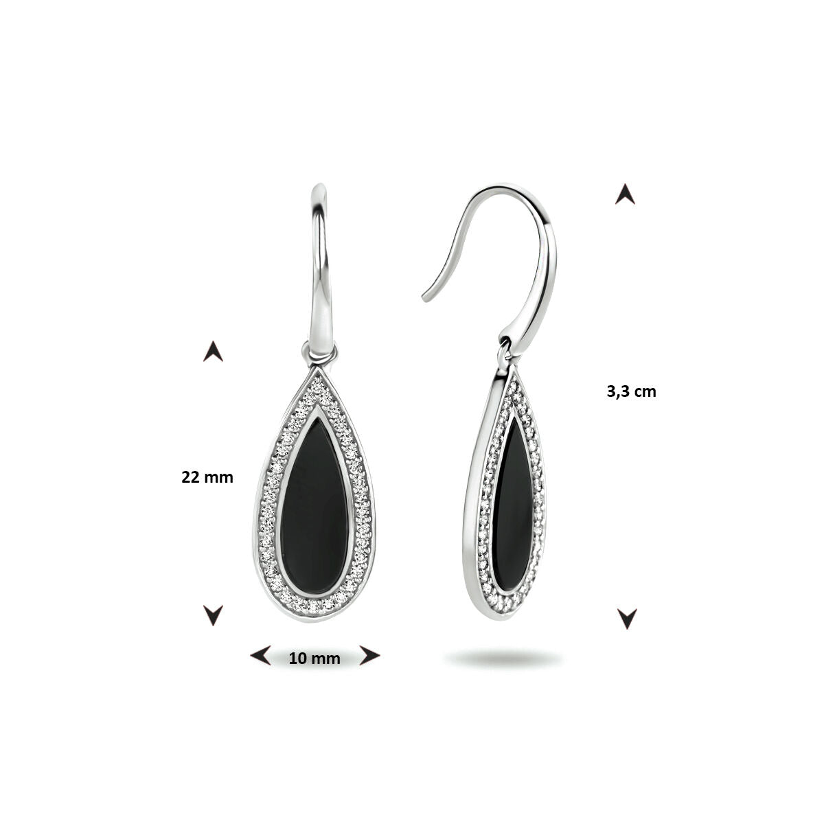 kolczyki francuskie hak onyx i cyrkonia srebro rodowane
