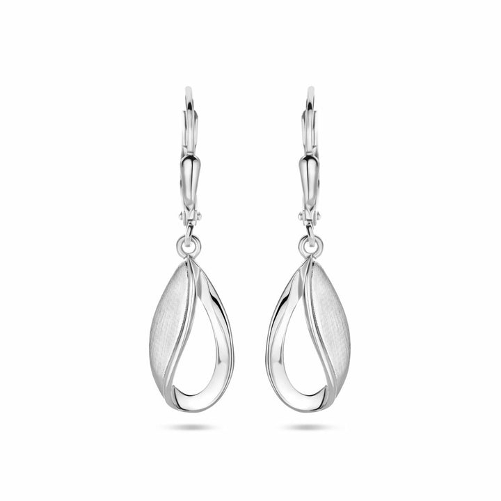 oorhangers druppel brisur haak poli/mat 33 mm zilver gerhodineerd