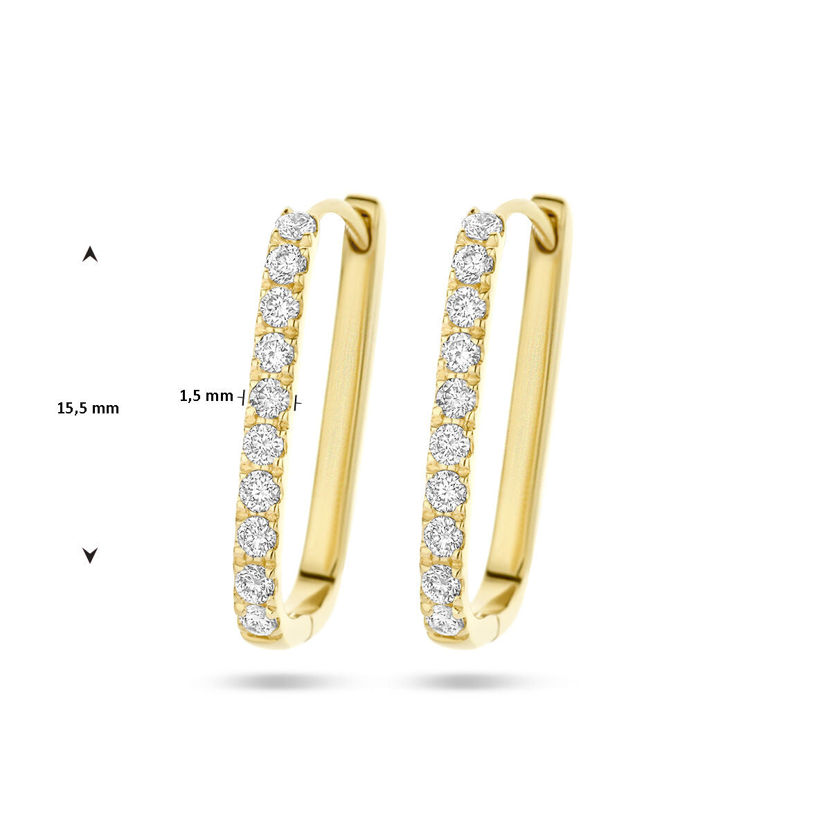 klapożki paperclip diament 0.22ct (2x 0.11ct) h si 14K żółte złoto