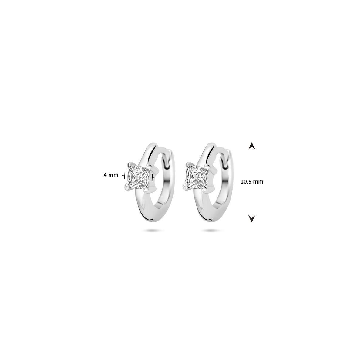 klapoorki cyrkonia 10,5 mm srebro rodowane