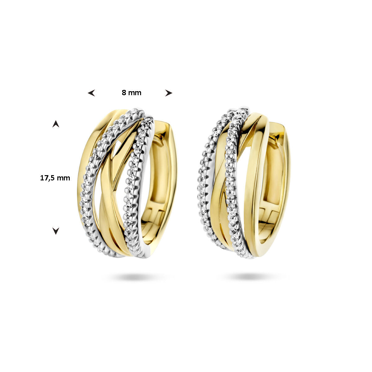 klapo kolczyki diament 0.25ct (2x 0.125ct) h si 14K bicolor złoto żółte/białe