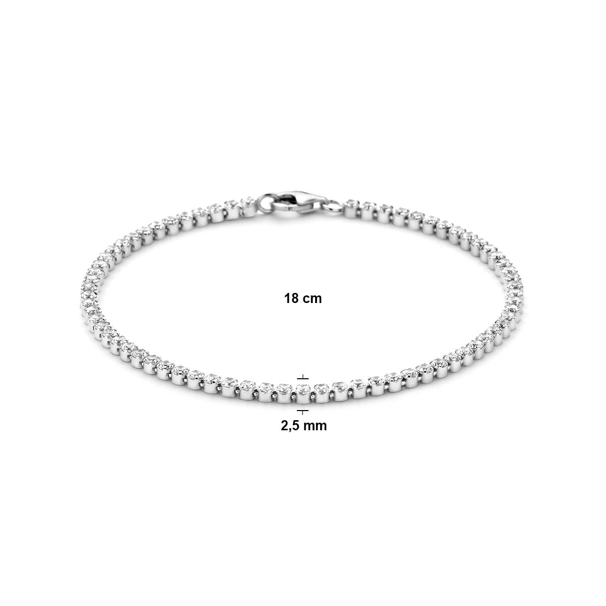 tenisowa bransoletka cyrkonia 2,5 mm srebro rodowane