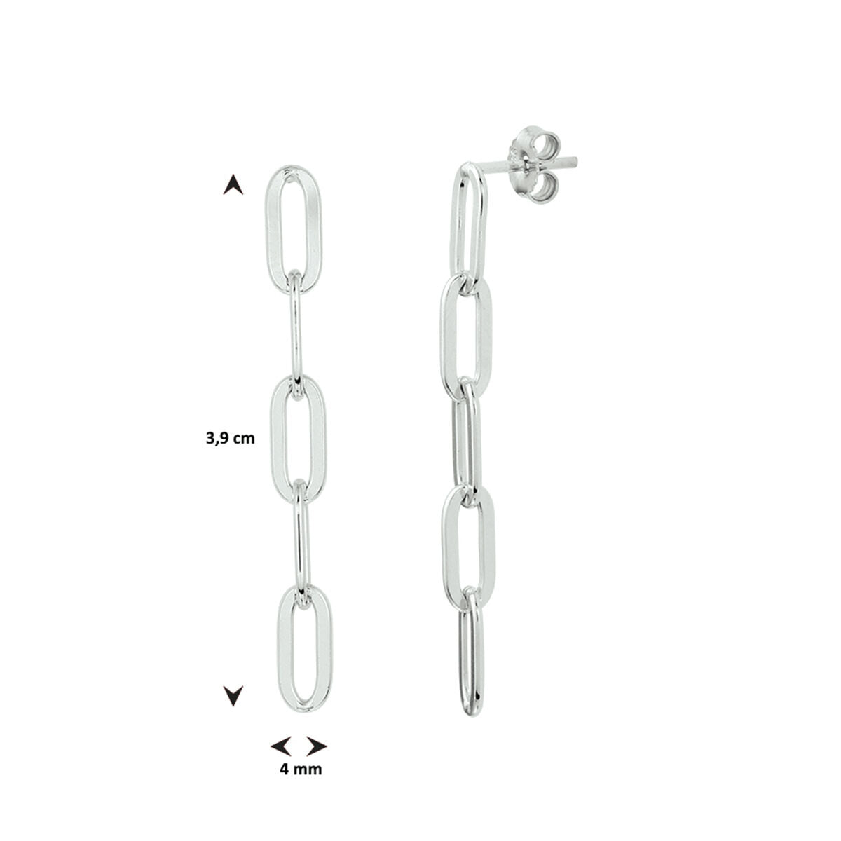 kolczyki paperclip srebro rodowane