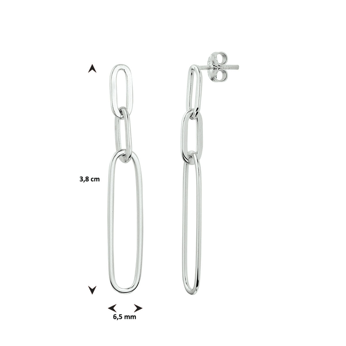 kolczyki paperclip srebro rodowane