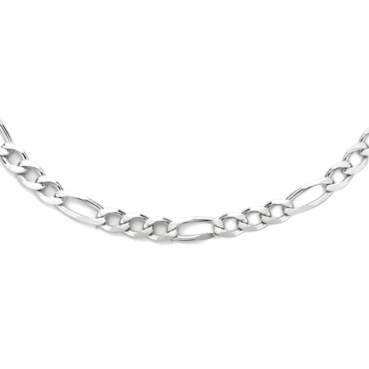 srebrny naszyjnik figaro o szerokości 4,0 mm i długości 50 cm, pokryty rhodium.