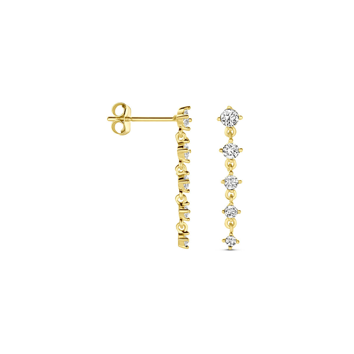 kolczyki cyrkonia 19 mm 14K żółte złoto