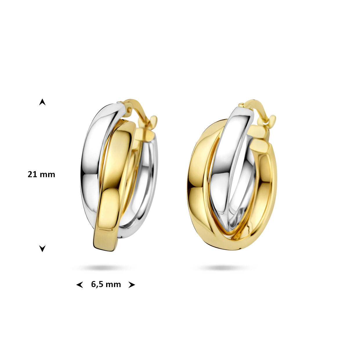 Bicolor kolczyki koła – 14k żółte i białe złoto