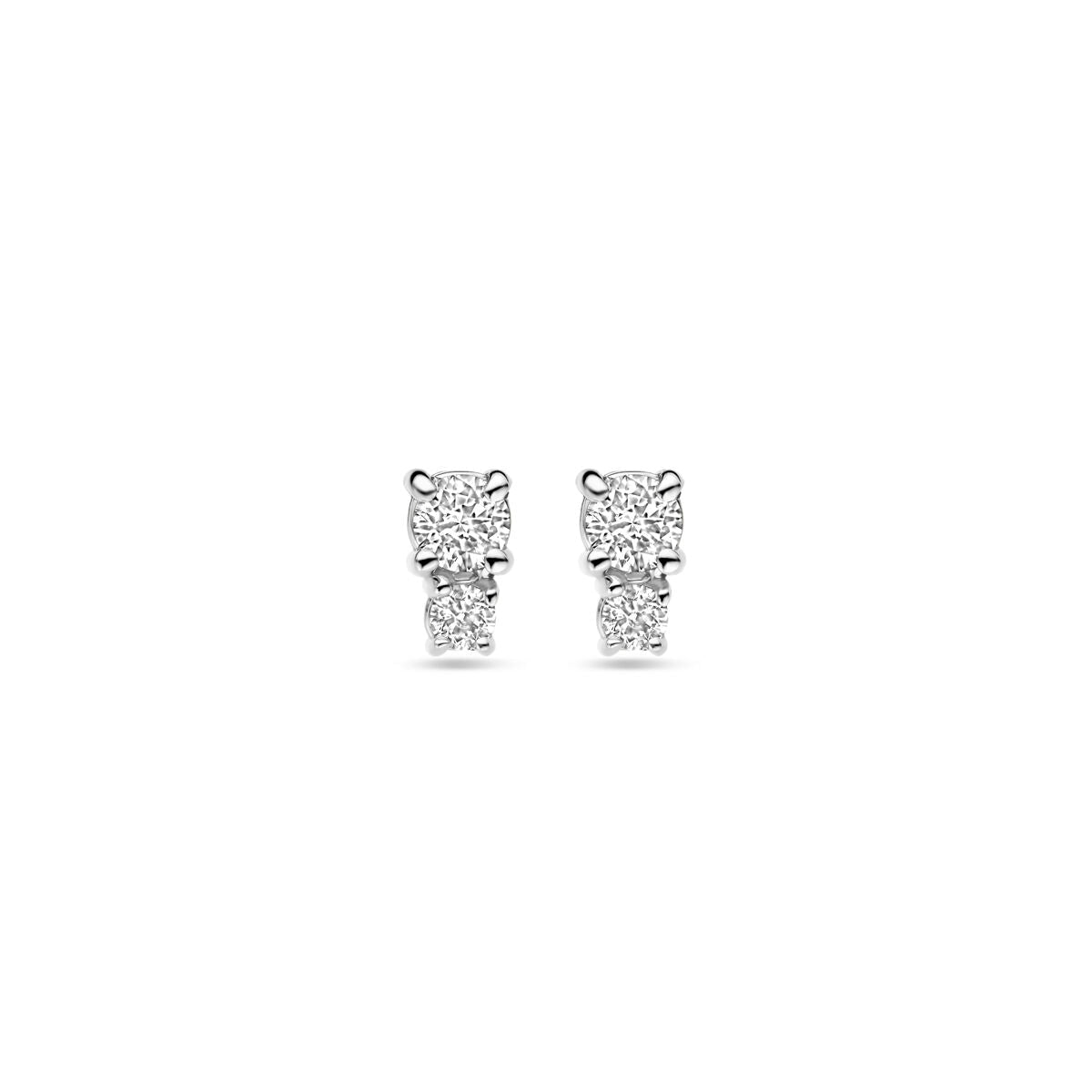 Kolczyki z diamentami 0,26 ct (2x 0,13 ct) w białym złocie 18K, o średnicy 5,5 mm.