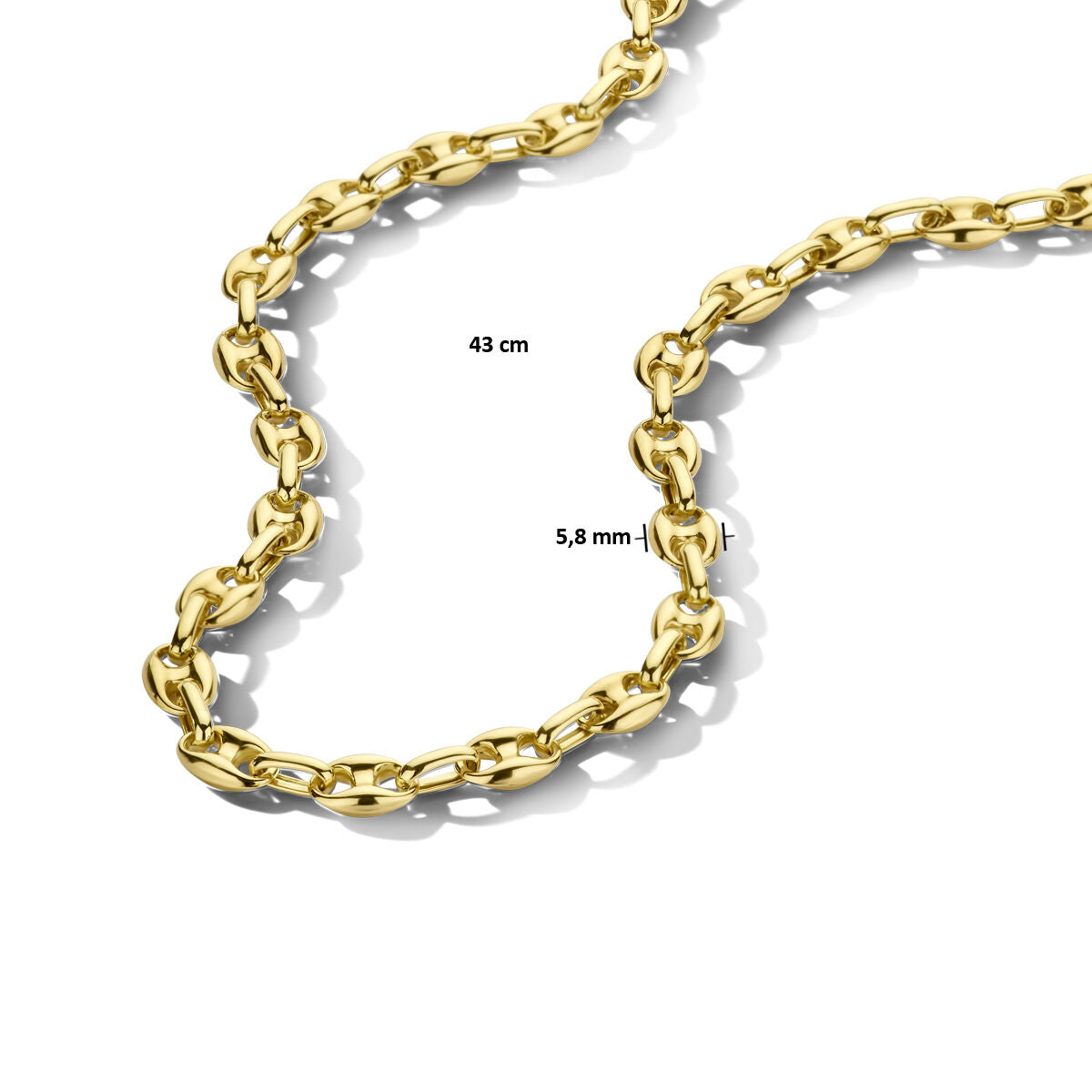 naszyjnik ziarno kawy 5,8 mm 43 cm 14K żółte złoto