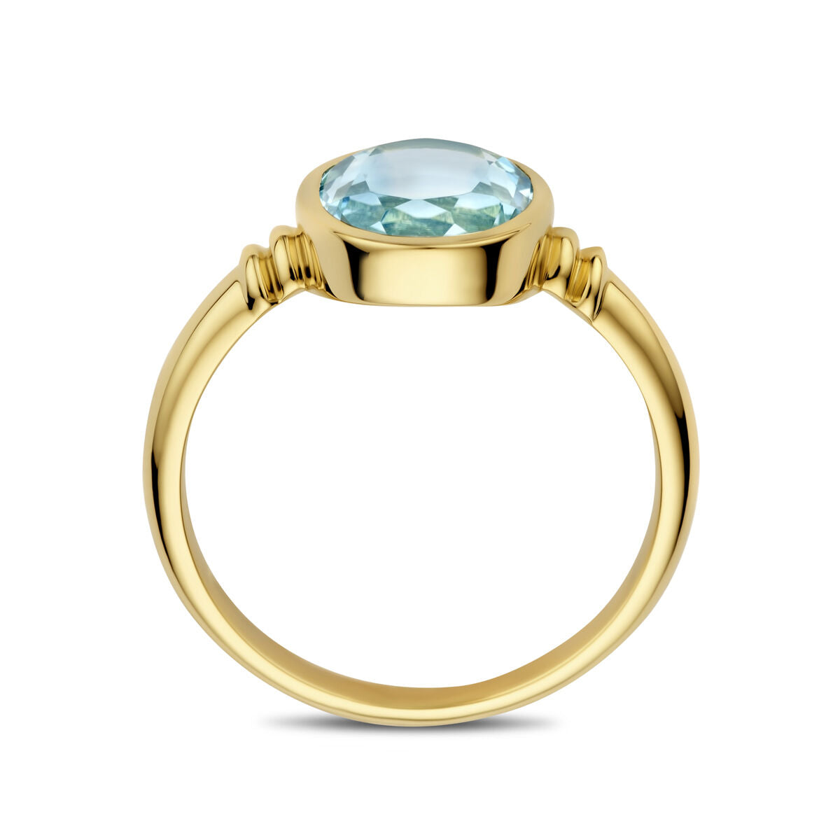pierścionek niebieski topaz 14K żółte złoto