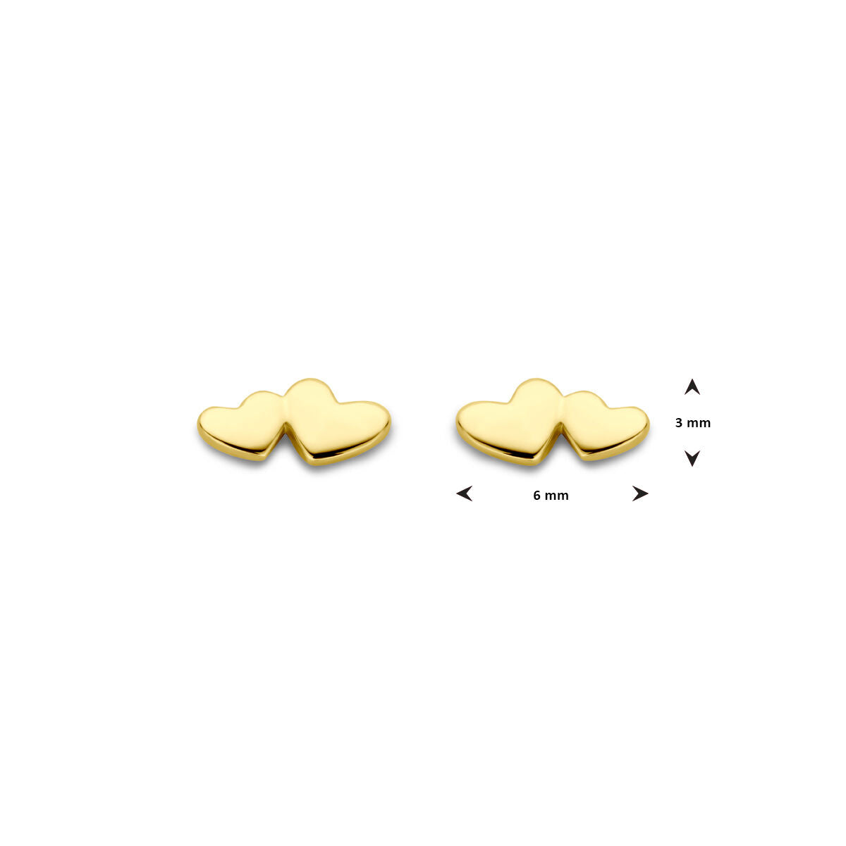 kolczyki wkrętki serca 3 mm 14K żółte złoto