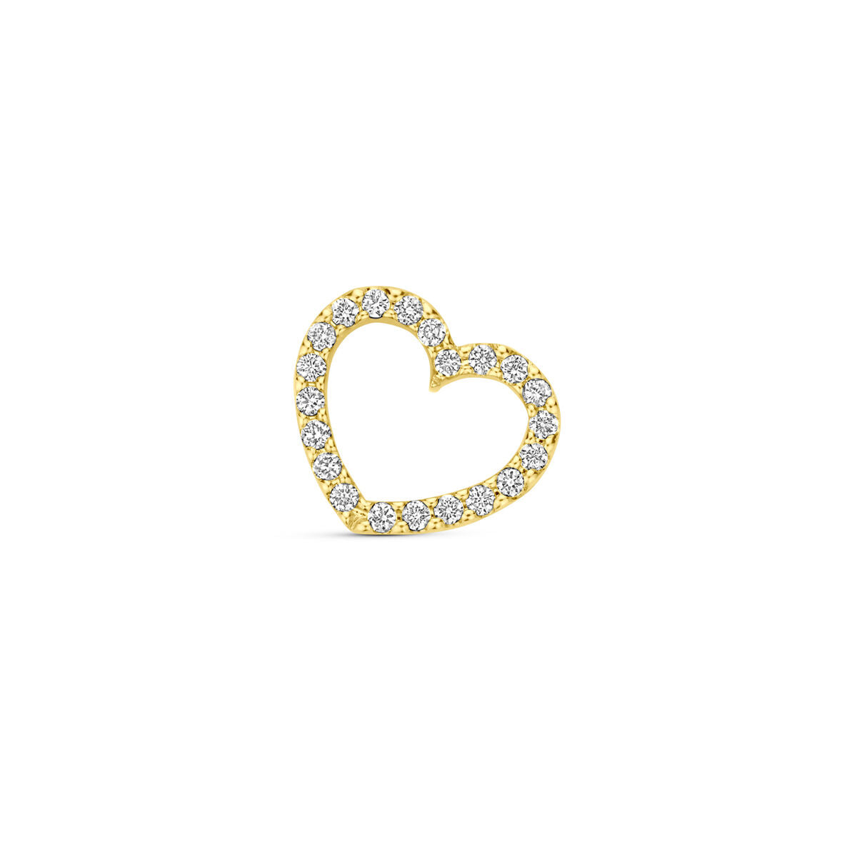 Wisiorek w kształcie serca z diamentami o masie 0,06 ct, wykonany z 14K żółtego złota.