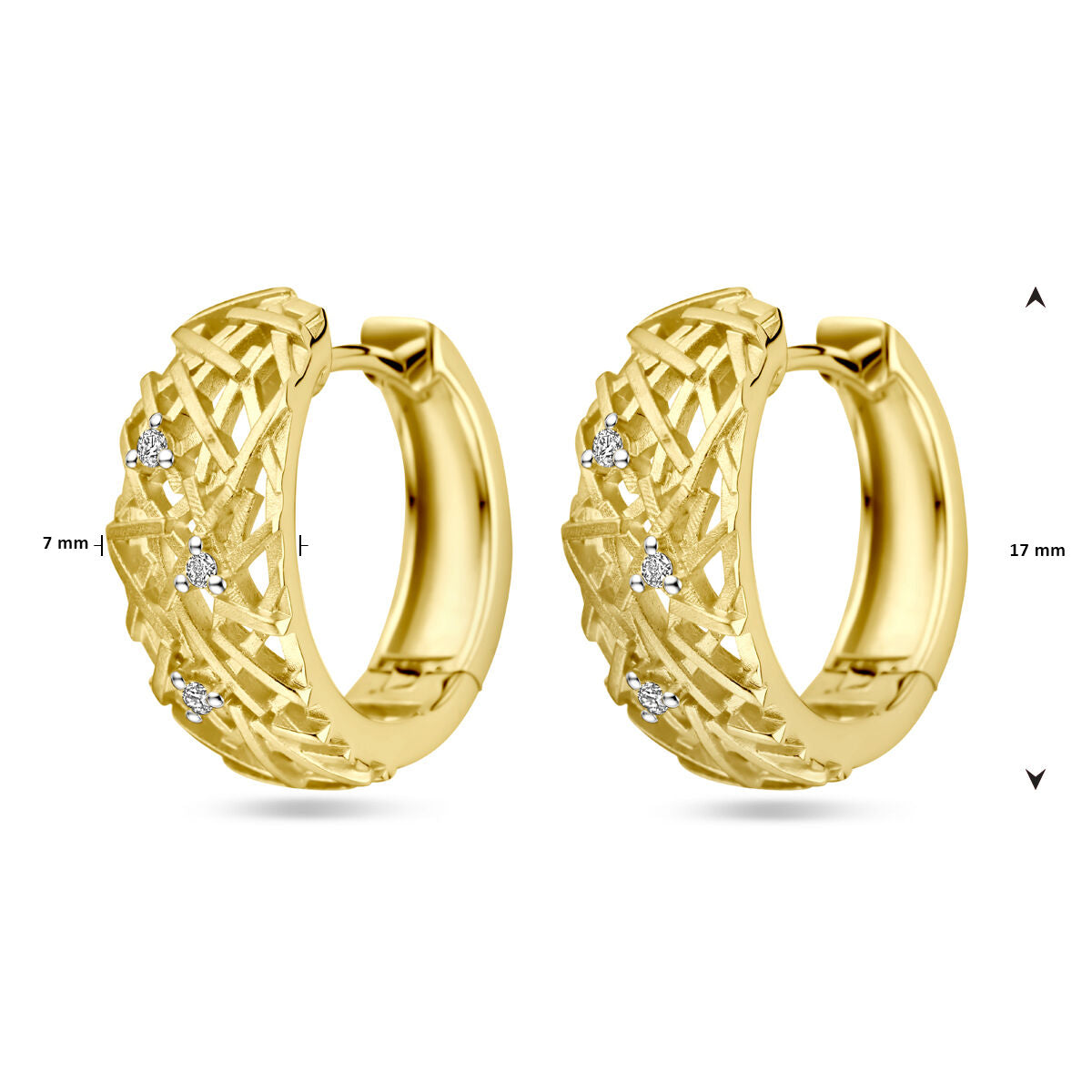 klapoświnki diament 0.05ct (2x 0.025ct) h si 14K żółte złoto