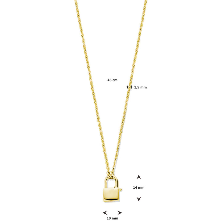 collier slot 1,5 mm 46 cm 3 micron zilver verguld (geel)
