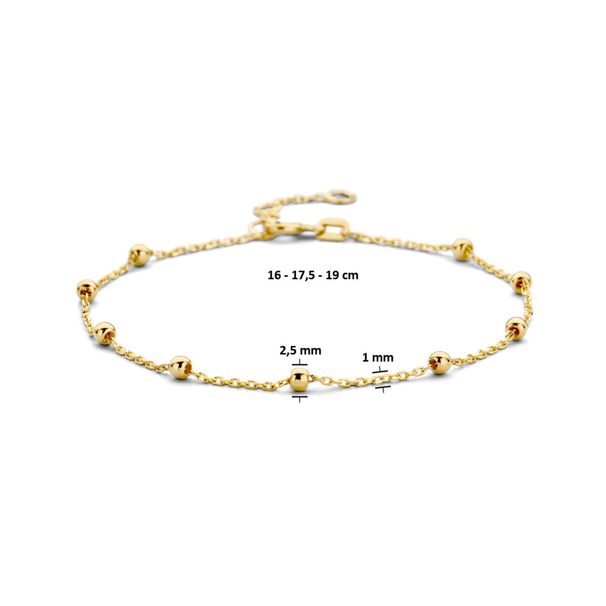 bransoletka kulki 2,5 mm 16 - 17,5 - 19 cm 14K żółte złoto