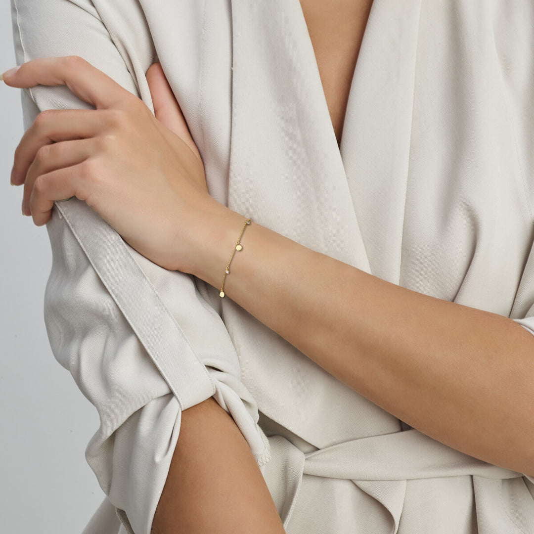 Gouden armband dames rondjes zirkonia 14K