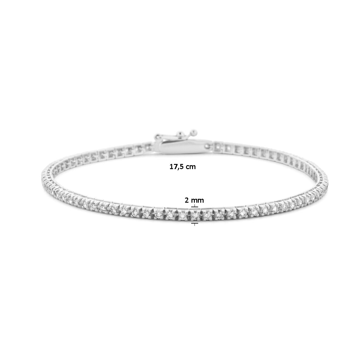 tenisowa bransoletka diament lab grown 1.00ct g si 2,0 mm 17,5 cm 14K białe złoto