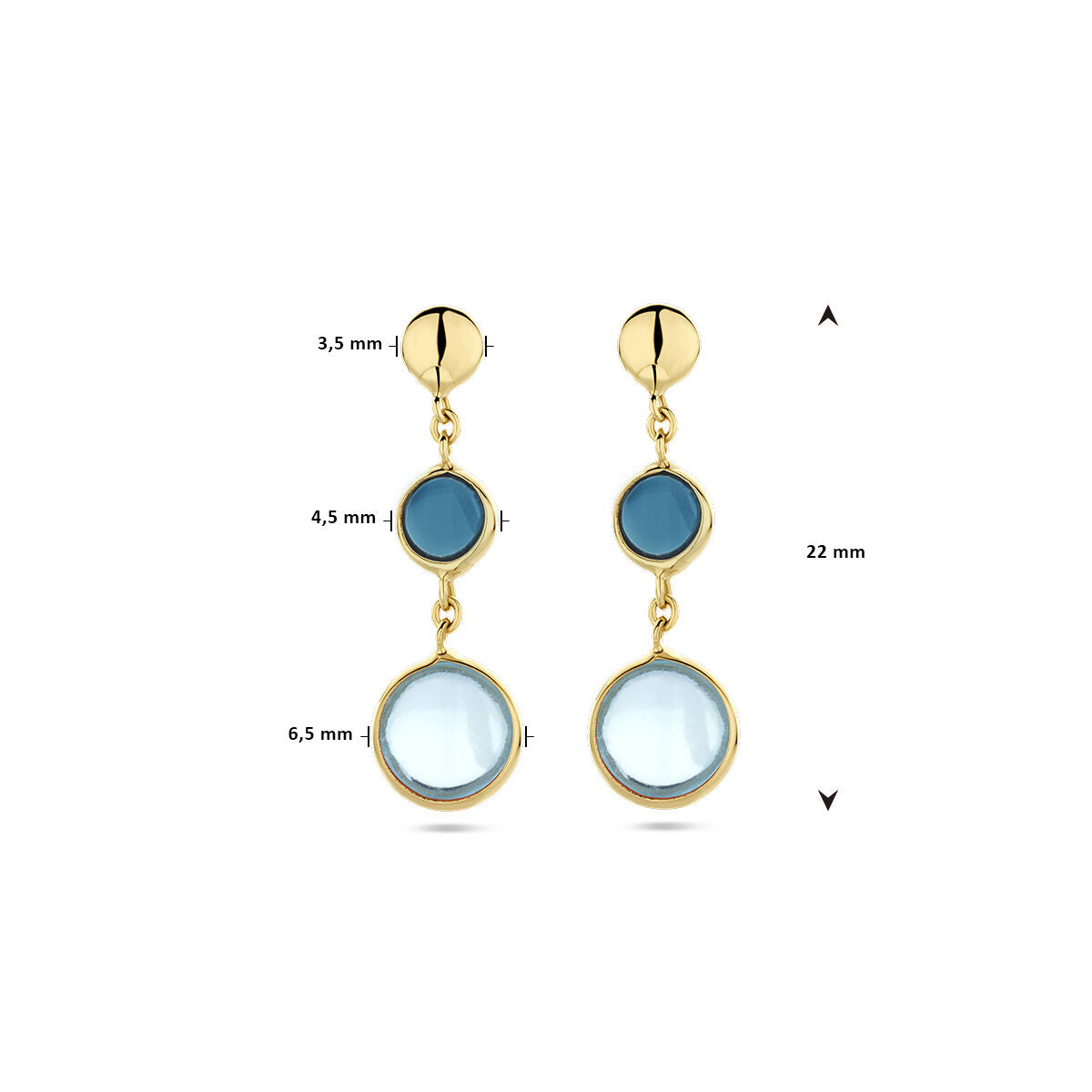 kolczyki niebieski topaz i london blue topaz 14K żółte złoto