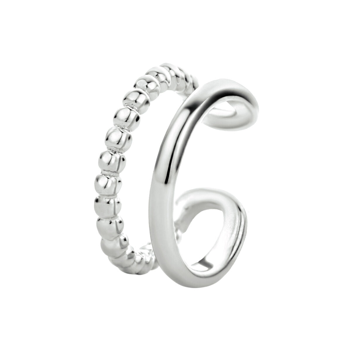 srebrny earcuff gerhodynowany z gładką i kulistą strukturą