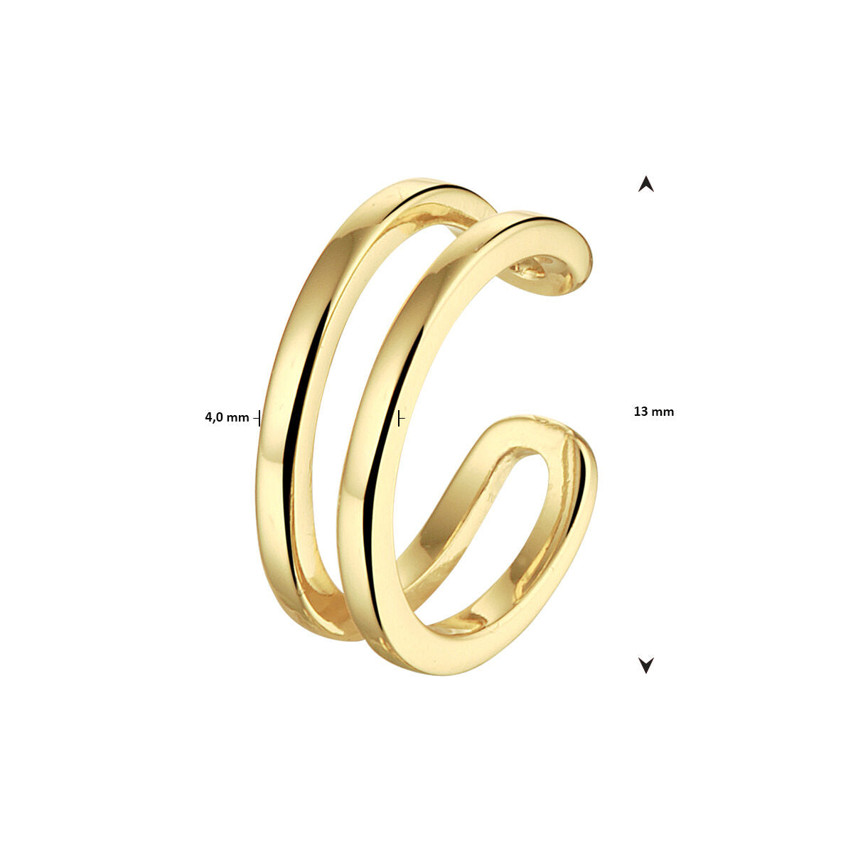 earcuff 1 micron srebro pozłacany (żółte)