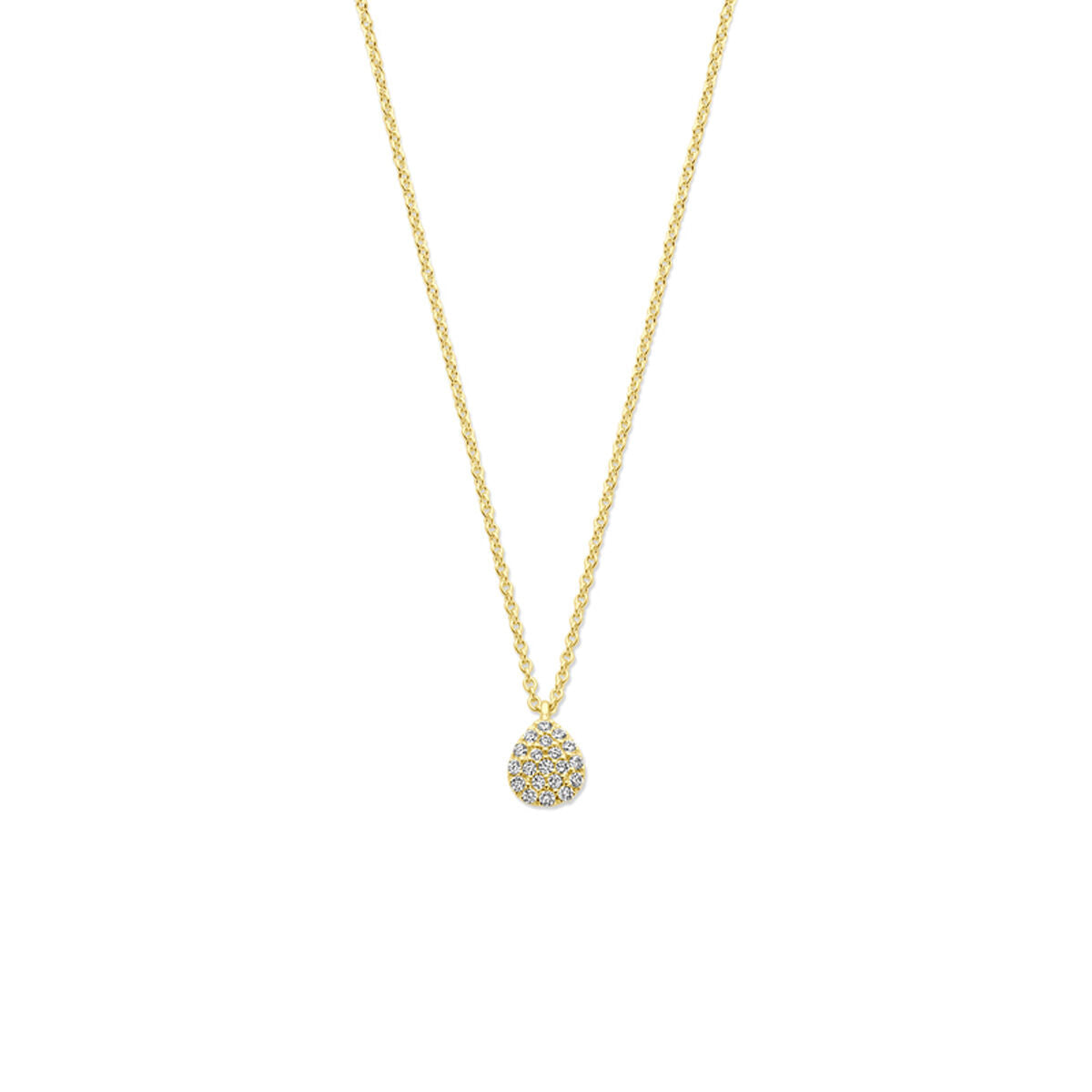 Naszyjnik z diamentem w kształcie kropli, 0,10 ct, w złocie 14K, długość 44 cm.
