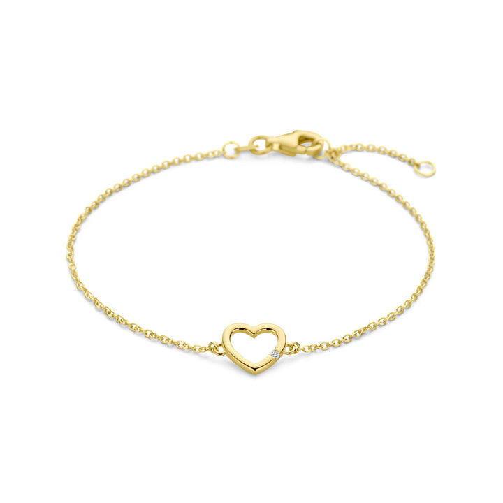 Gouden armband dames hart en diamant 14K