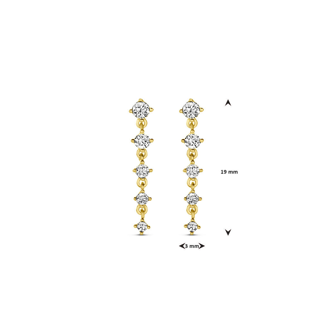 oorhangers zirkonia 19 mm 14K geelgoud