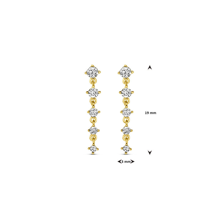 oorhangers zirkonia 19 mm 14K geelgoud