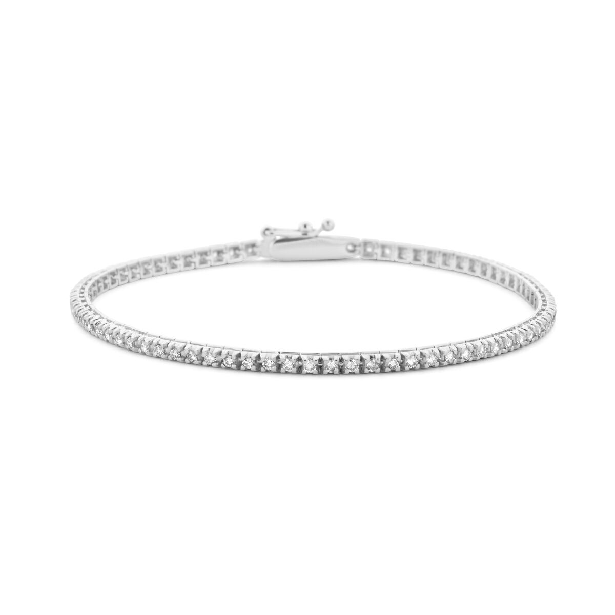 Bransoletka z lab-grown diamentami o wadze 1,00 ct, szerokość 2,0 mm, wykonana z 14K białego złota.