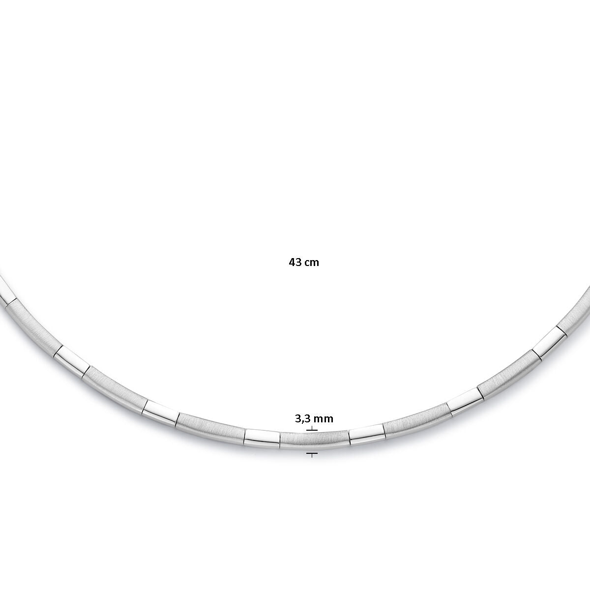 naszyjnik choker 3,3 mm 43 cm poli/mat srebro rodowane