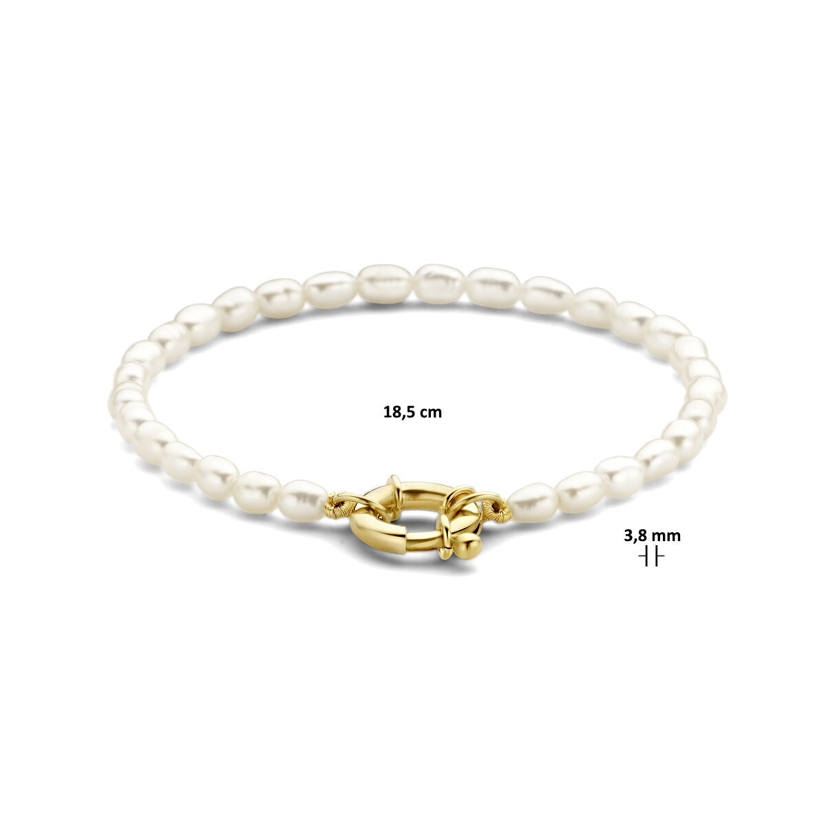 bransoletka z pereł 18,5 cm z dużym zapięciem sprężynowym 14K żółte złoto