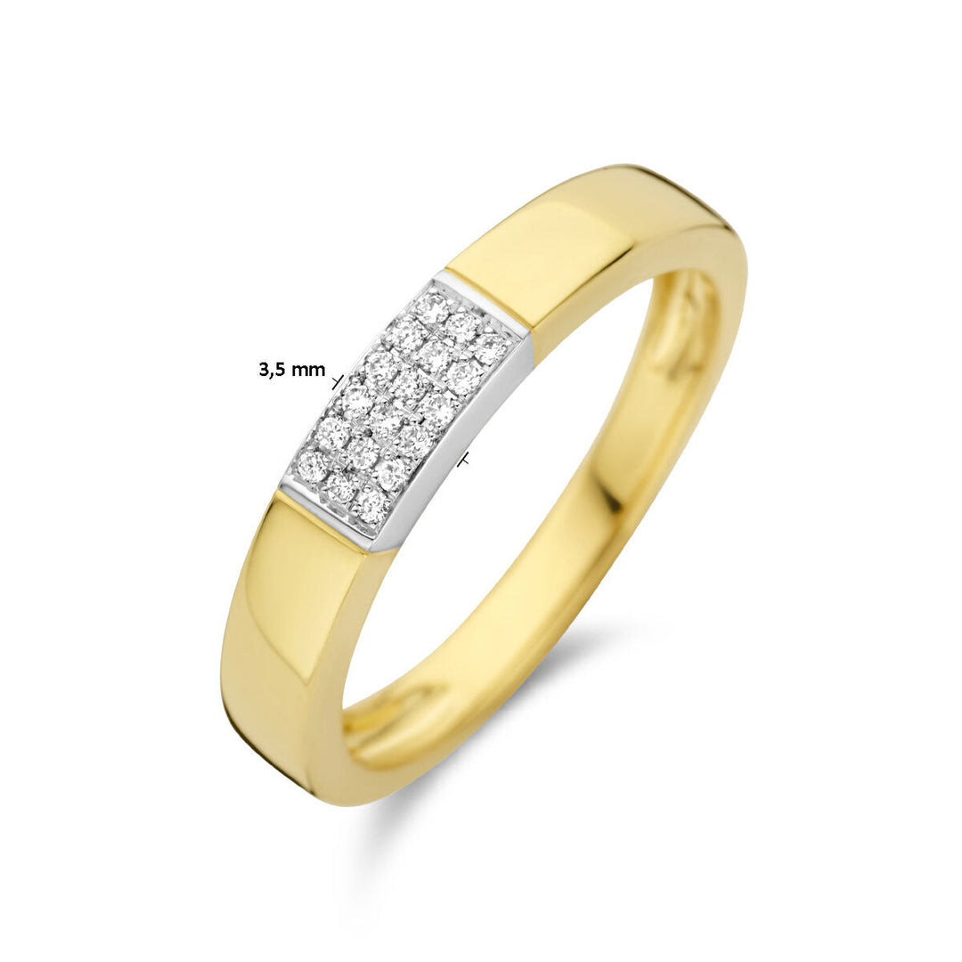 ring diamant 0.07ct h si 14K bicolor goud geel/wit
