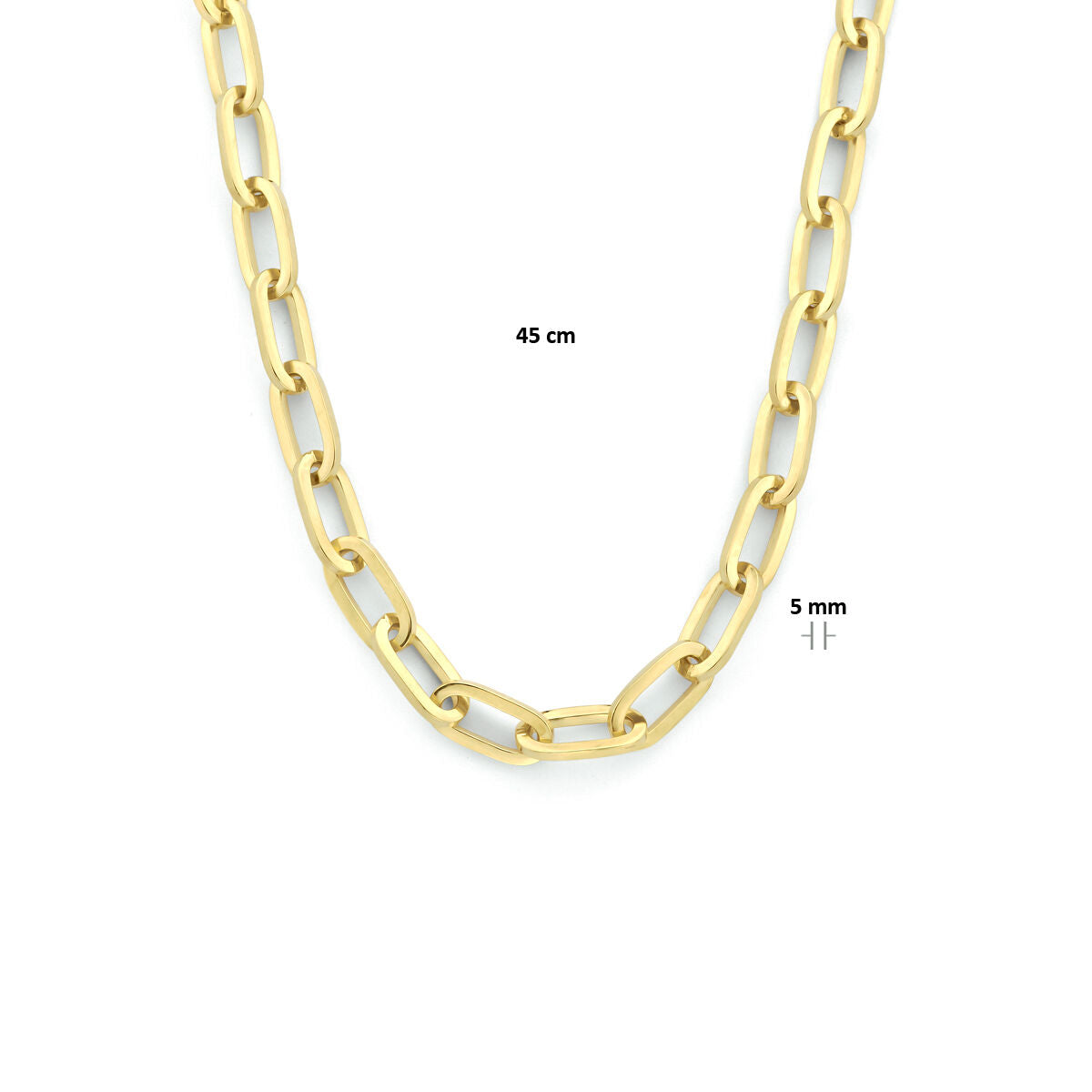 naszyjnik paperclip płaski masywny 5,0 mm 45 cm Zilgold (żółte złoto z srebrnym rdzeniem)