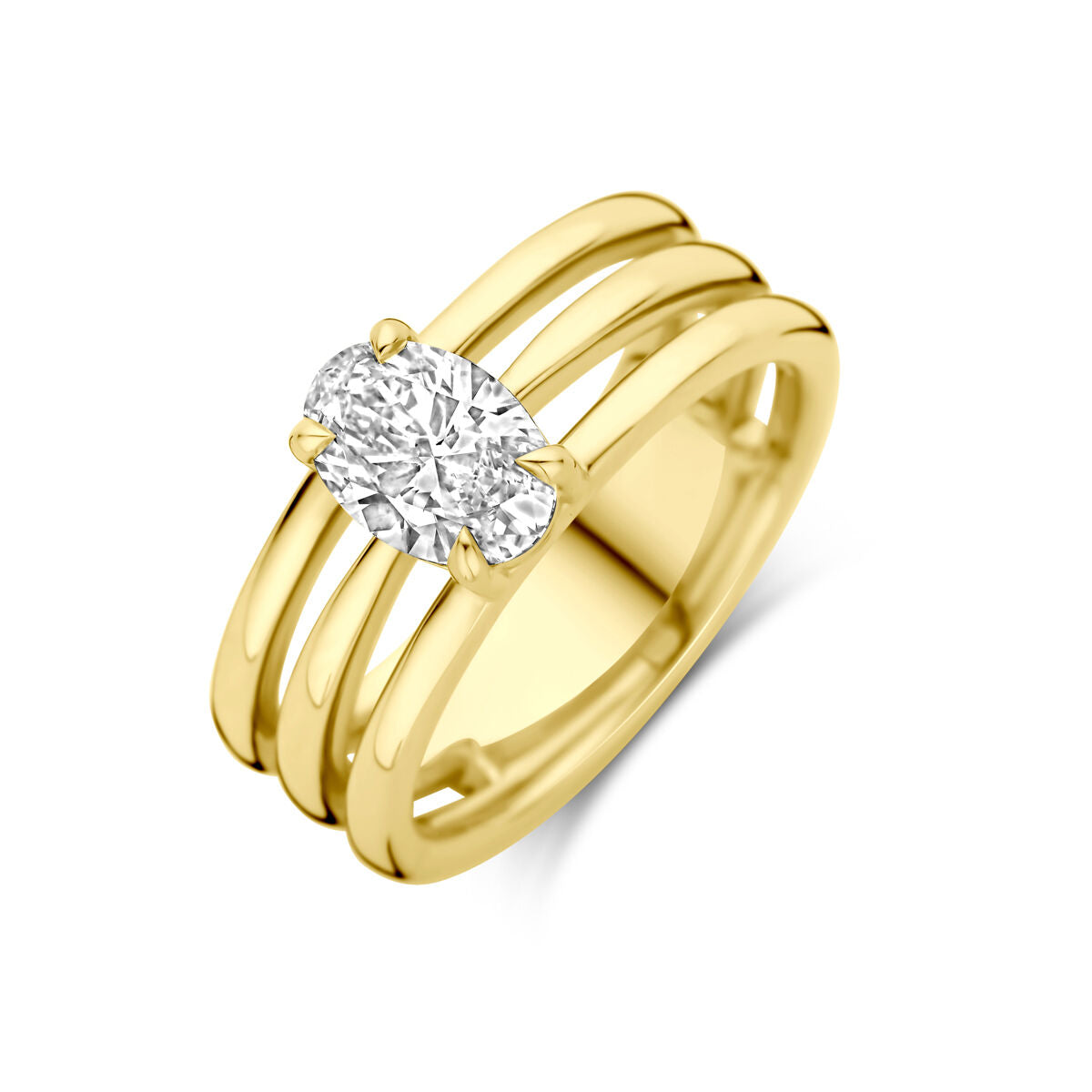 Pierścionek damski z 14k żółtego złota z owalnym diamentem lab grown o wadze 1.00ct.