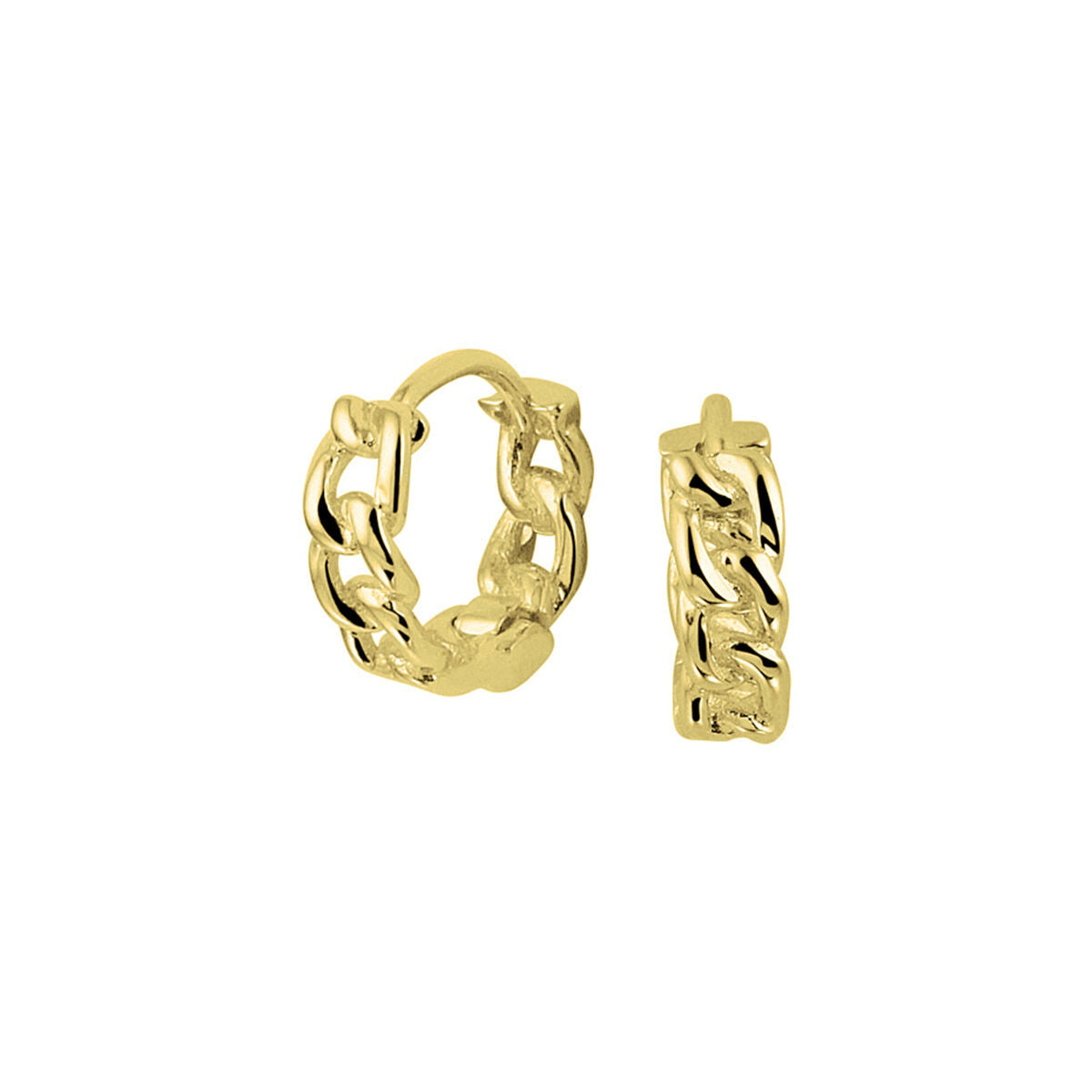 Klapoorringen van 1 micron verguld zilver in een schakelontwerp met een glanzende afwerking.