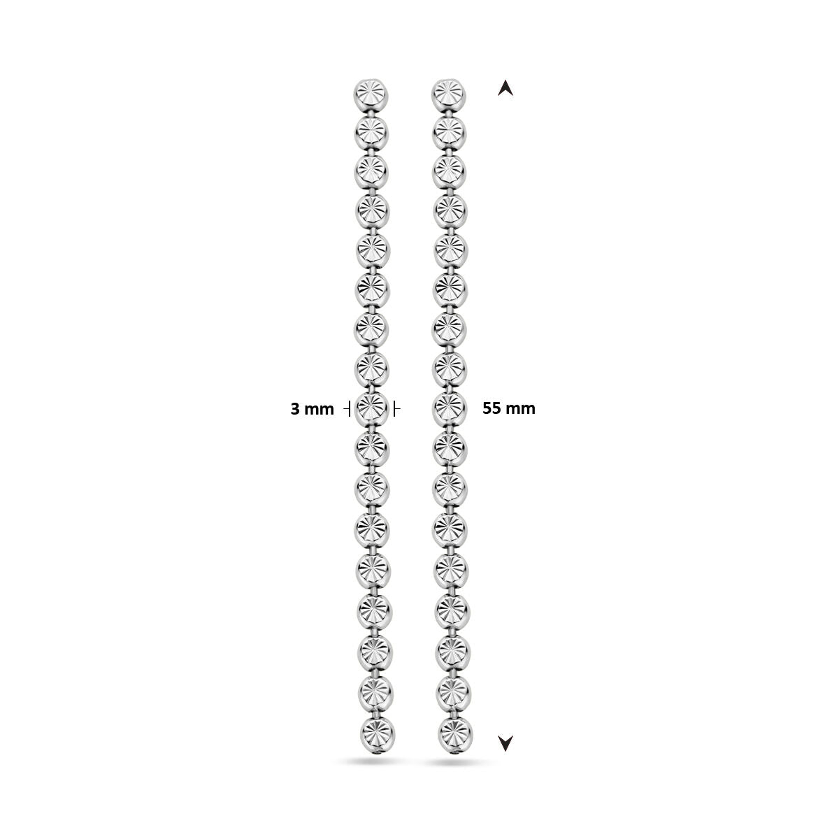 kolczyki z diamentami 55 mm srebro rodowane
