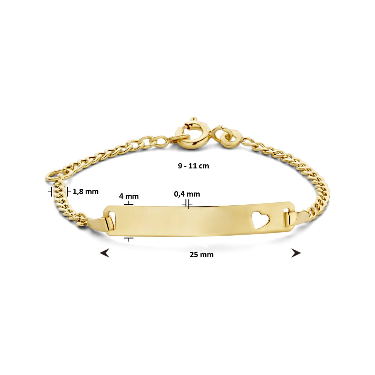 9k bransoletka grawerowana serce płytka 4,0 mm 9 karat