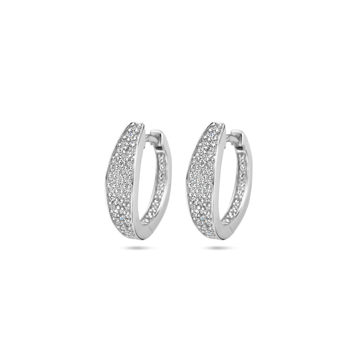 klapoorringen zirkonia 16 mm zilver gerhodineerd
