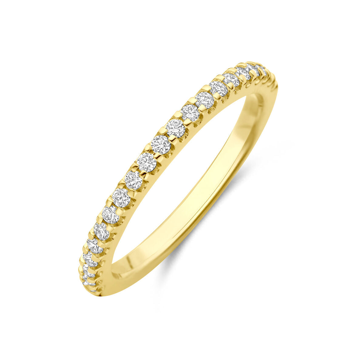 pierścionek z lab-grown diamentami 0,25 ct, złoty 14K, z drobnymi diamentami na obrzeżu