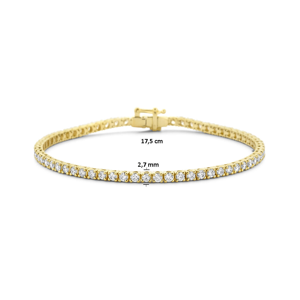 bransoletka tenisowa z lab-grown diamentem 3.00ct g si 2,7 mm 17,5 cm 14K żółte złoto