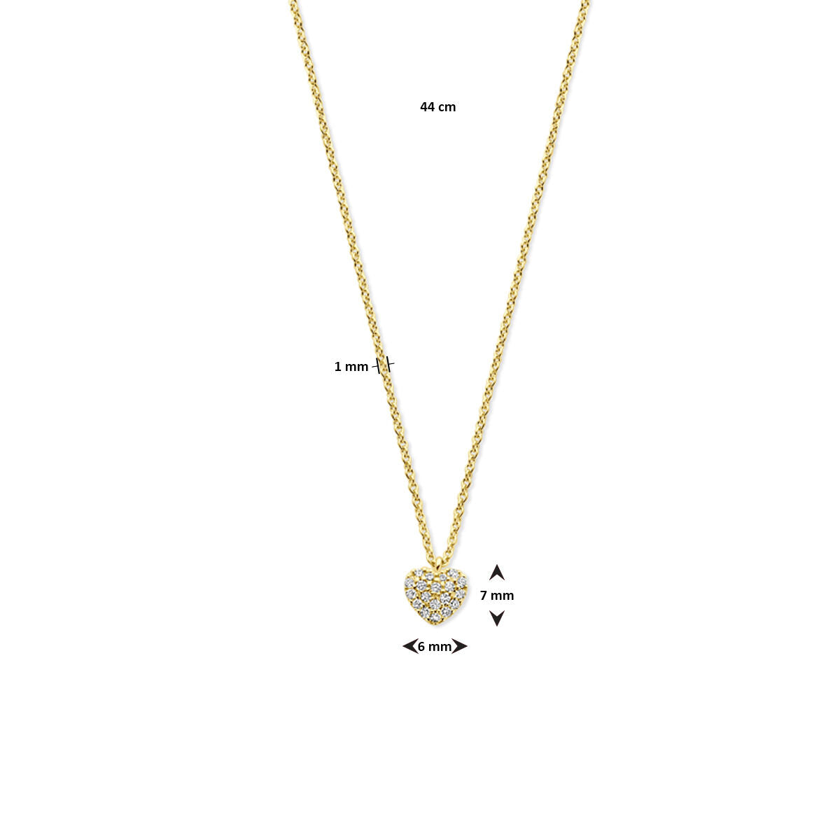 naszyjnik serce diament 0.09ct h si 44 cm 14K żółte złoto