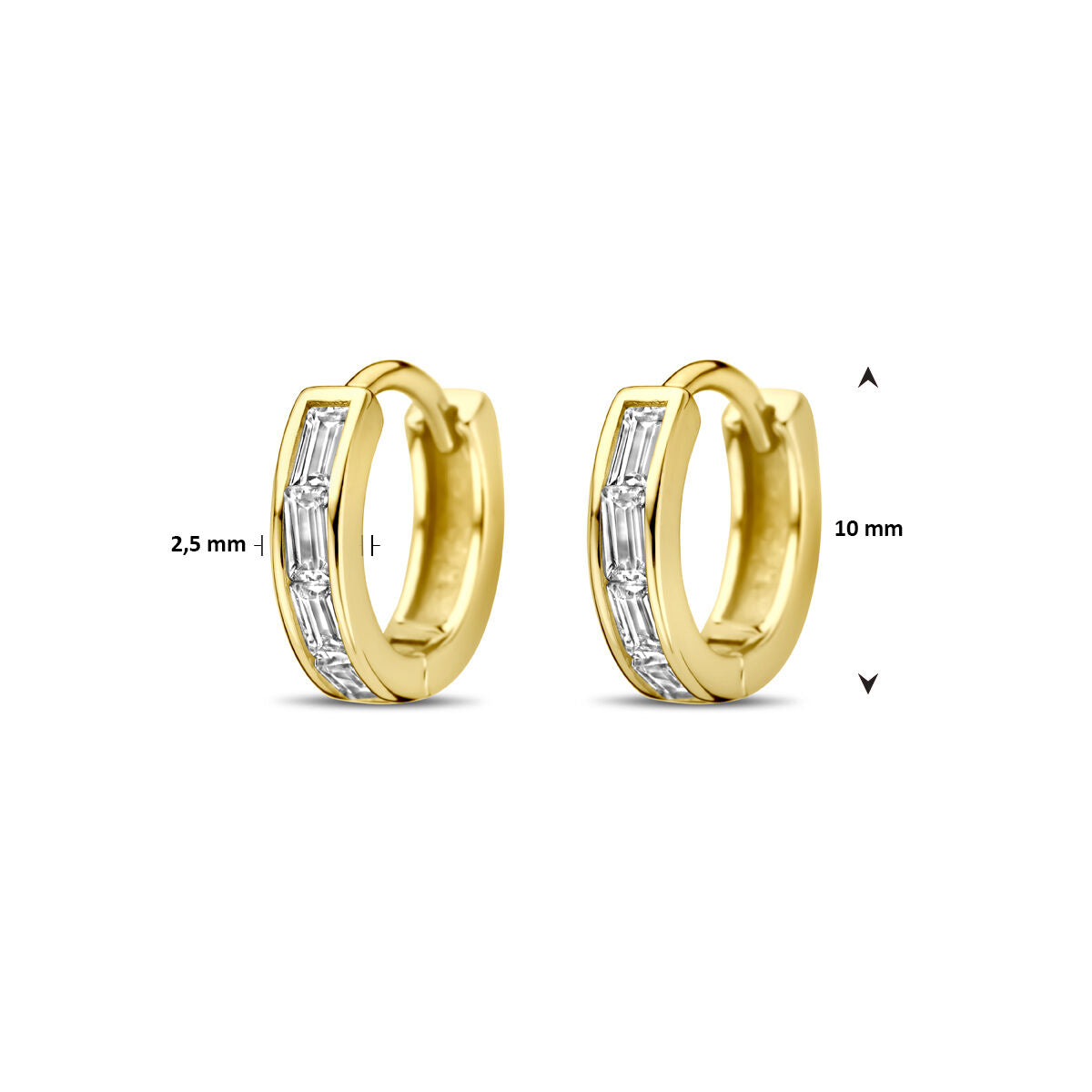 klapożółte kolczyki cyrkonia 10 mm 1 mikron srebro pozłacany