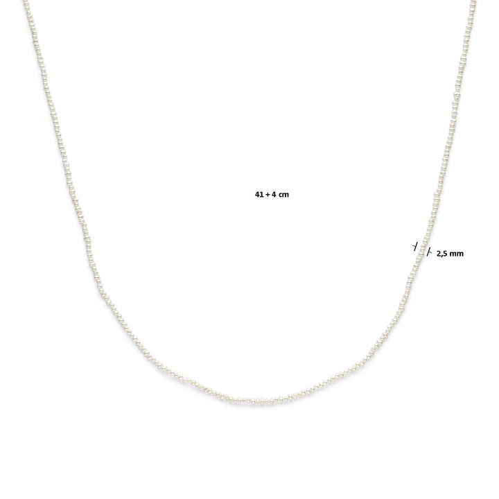 collier parels 41 - 45 cm zilver gerhodineerd